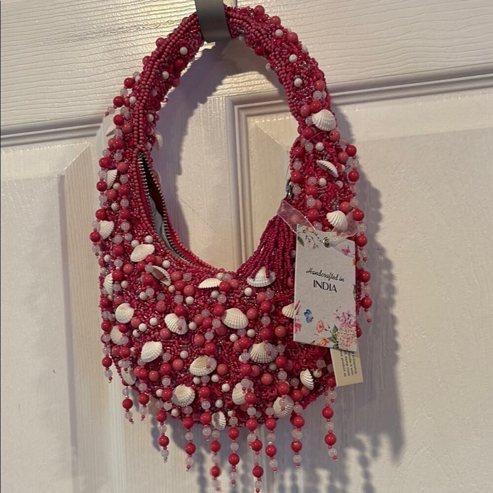 BNWT Viral Handmade Beaded Boho Bag with Shell Embellishments – Made in India
